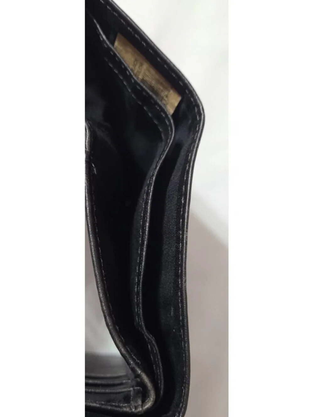Dockers Genuine Leather Trifold Wallet Black ID Window CC Holder 6 Card Slot GUC